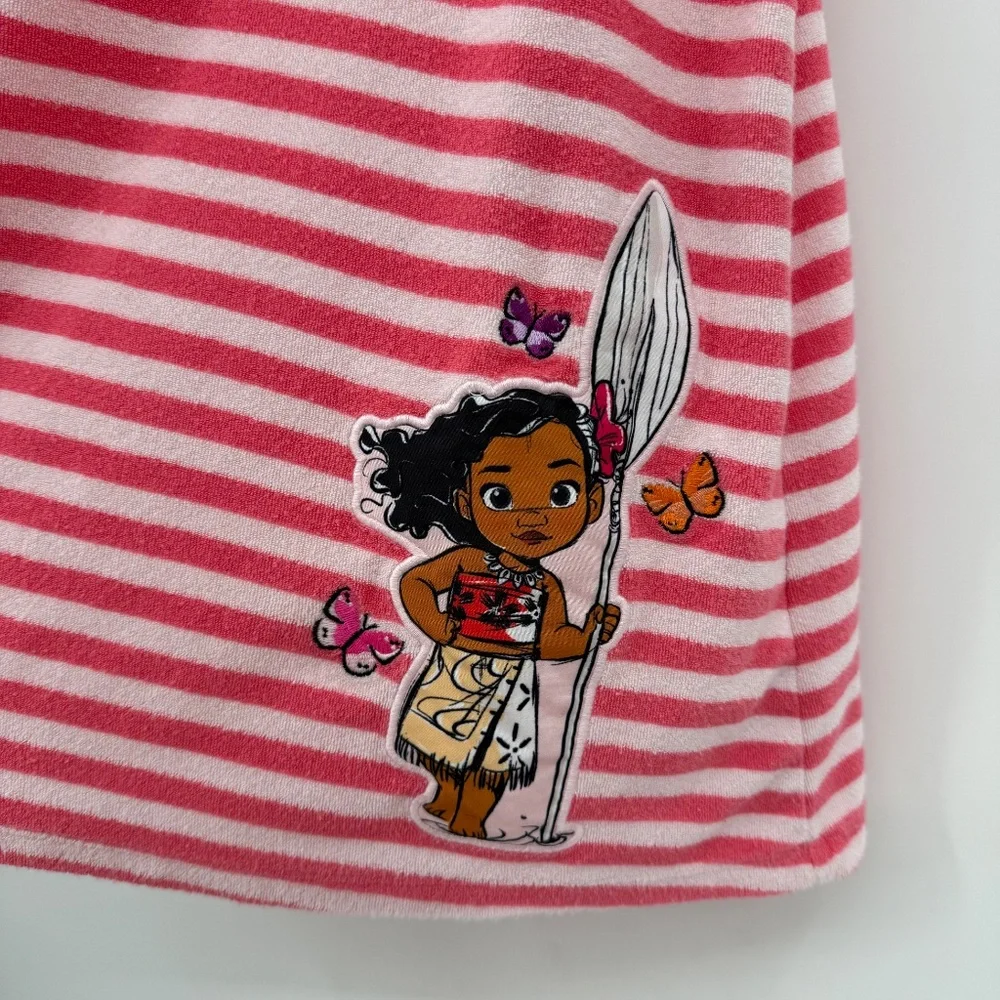 Disney Dress Girls 7/8 Pink Moana Terrycloth Beach Cover Up Striped Summer